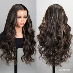 Gold Sand Colored Human Hair Highlights Wigs Body Wave/Straight Natural Hairline