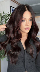 SULMY Dark Auburn Wigs 100% Real Human Hair for Caucasian 180% Density