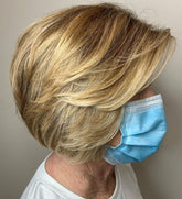 Golden Bob Wigs with Bangs for Ladies over 50 for Women Caucasian 100% Human Hair