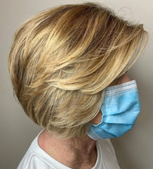 Golden Bob Wigs with Bangs for Ladies over 50 for Women Caucasian 100% Human Hair