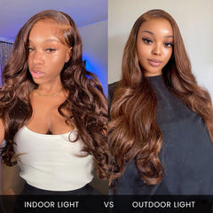 Chestnut Dark Brown Color Wig Glueless Body Wave Human Hair Wigs