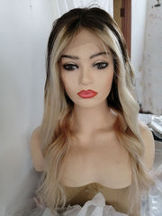SULMY Long Brown Mixed Color Lace Front Wigs for White Women 100% Human Hair