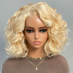 Dyeable Short #613 Blonde Glueless Loose Body Wave Bob Wig Human Hair Wigs