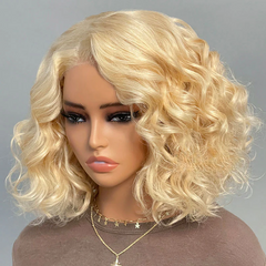 Dyeable Short #613 Blonde Glueless Loose Body Wave Bob Wig Human Hair Wigs