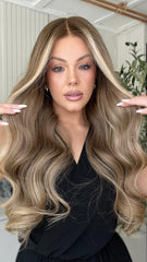 SULMY Ash Brown Wavy Wigs 100% Real Human Hair for Caucasian 180% Density