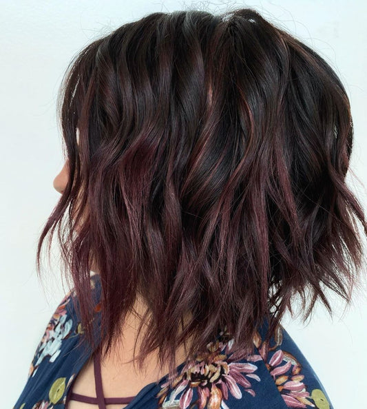Short Purple Balayage Wigs for Women Caucasian 100% Human Hair