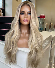 SULMY Blonde Highlights Lace Front Wigs for White Women 100% Human Hair