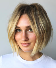 Short Buttery Blonde Balayage Wigs for Women Caucasian 100% Human Hair