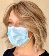 Shaggy Lob Wigs with Highlights for Women Caucasian 100% Human Hair