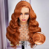 Dark Ginger Brown Colored Easy-Wear Glueless Loose Body Wave Human Hair Wigs