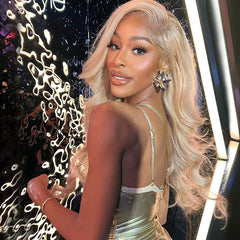 Ombre Ash Blonde Highlight Blonde #20 Color Wigs with Dark Roots 100% Human Hair