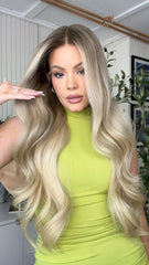 SULMY Ombre Pale Beige Blonde Wigs 100% Real Human Hair for Caucasian 180% Density
