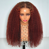 Afro Curly Easy-Wear Glueless Ombre Brown Color Wigs 100% Human Hair