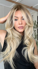 SULMY Ombre Ashy Blonde Wigs 100% Real Human Hair for Caucasian 180% Density