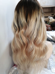 SULMY Long Brown Mixed Color Lace Front Wigs for White Women 100% Human Hair