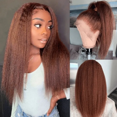 Yaki Straight #33 Reddish Colored Human Hair Wig