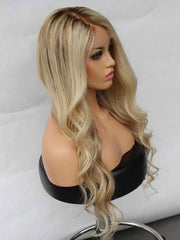SULMY Ombre Blonde Highlight Lace Front Wig for White Women 100% Human Hair