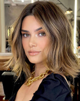Soft Golden Balayage Short Wigs for Women Caucasian 100% Human Hair