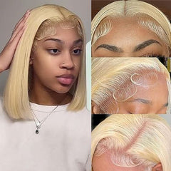 Dyeable #613 Blonde Loose Body Wave Bob Human Hair Wigs