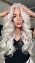 SULMY White Wigs 100% Real Human Hair for Caucasian 180% Density
