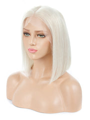 SULMY Platinum Blonde Short Bob Lace Front Wigs for White Women 100% Human Hair