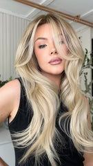 SULMY Ombre Ashy Blonde Wigs 100% Real Human Hair for Caucasian 180% Density