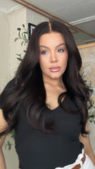 SULMY Natural Black Lace Wigs 100% Real Human Hair for Caucasian 180% Density