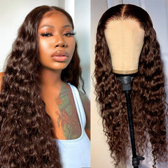 Chestnut Dark Brown Glueless Human Hair Wigs