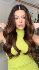 SULMY Ombre Cocoa Color Wigs 100% Real Human Hair for Caucasian 180% Density