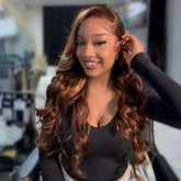 Dark Brown #30 Highlight Color Body Wave Human Hair Wigs