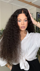 SULMY Deep Wave Curly Wigs 100% Real Human Hair for Caucasian 180% Density