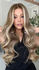 SULMY Ash Brown Wavy Wigs 100% Real Human Hair for Caucasian 180% Density
