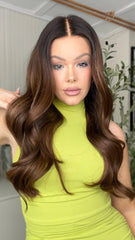 SULMY Ombre Cocoa Color Wigs 100% Real Human Hair for Caucasian 180% Density