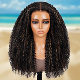 Afro Curly #27 Highlight Colored Free Part Human Hair Wigs