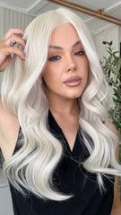 SULMY White Wavy Wigs 100% Real Human Hair for Caucasian 180% Density