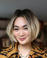 Short Balayaged Bob Wigs with Dark Roots for Women Caucasian 100% Human Hair