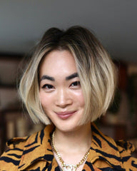 Short Balayaged Bob Wigs with Dark Roots for Women Caucasian 100% Human Hair