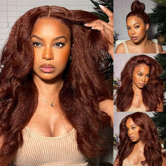 Yaki Straight #33 Reddish Colored Human Hair Wig