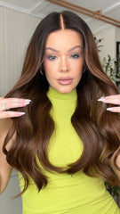 SULMY Ombre Cocoa Color Wigs 100% Real Human Hair for Caucasian 180% Density