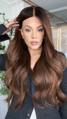 SULMY Brunette Wigs 100% Real Human Hair for Caucasian 180% Density