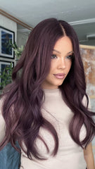SULMY Wine Red Wigs 100% Real Human Hair for Caucasian 180% Density