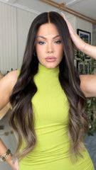 SULMY Black to Warm Gray Ombre Wigs 100% Real Human Hair for Caucasian 180% Density