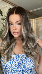 SULMY Platinum Blonde Highlights Wigs 100% Real Human Hair for Caucasian 180% Density