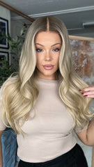 SULMY Ombre Ashy Blonde Wigs 100% Real Human Hair for Caucasian 180% Density