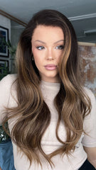 SULMY Brown Highlights Wigs 100% Real Human Hair for Caucasian 180% Density