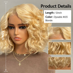 Dyeable Short #613 Blonde Glueless Loose Body Wave Bob Wig Human Hair Wigs