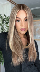 SULMY Toffee Blonde Highlights Wigs 100% Real Human Hair for Caucasian 180% Density
