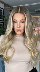 SULMY Ombre Ashy Blonde Wigs 100% Real Human Hair for Caucasian 180% Density