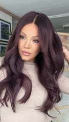 SULMY Wine Red Wigs 100% Real Human Hair for Caucasian 180% Density