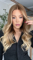 SULMY Ashy Brown Ombre Wigs 100% Real Human Hair for Caucasian 180% Density